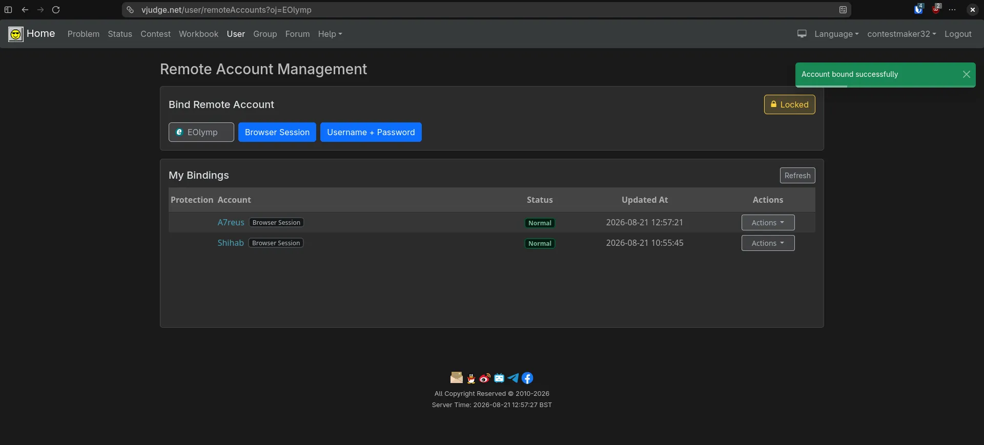 Binding EOLymp with VJudge