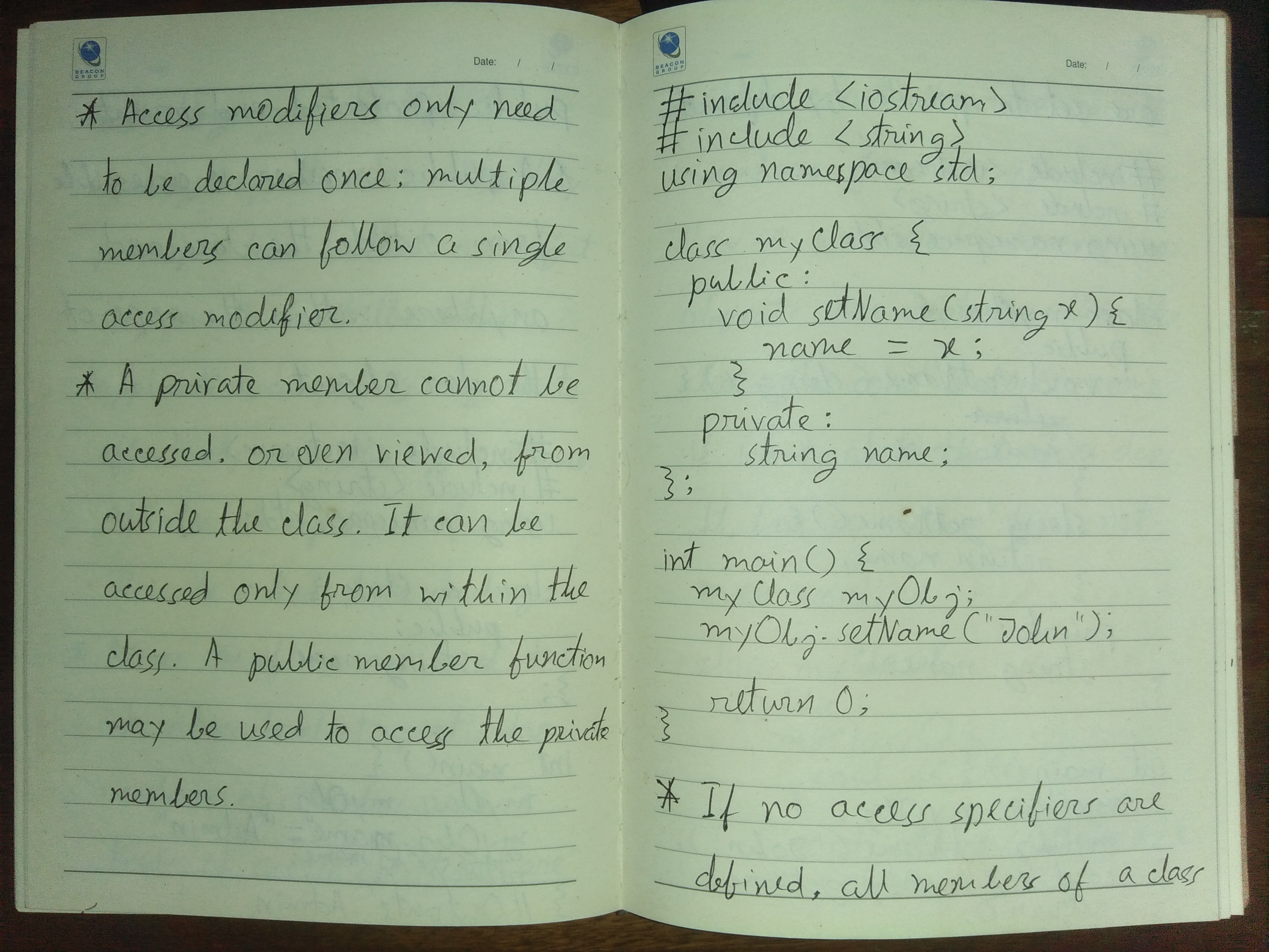 A picture of my diary that used when learning programming fundamentals prior to having a computer.