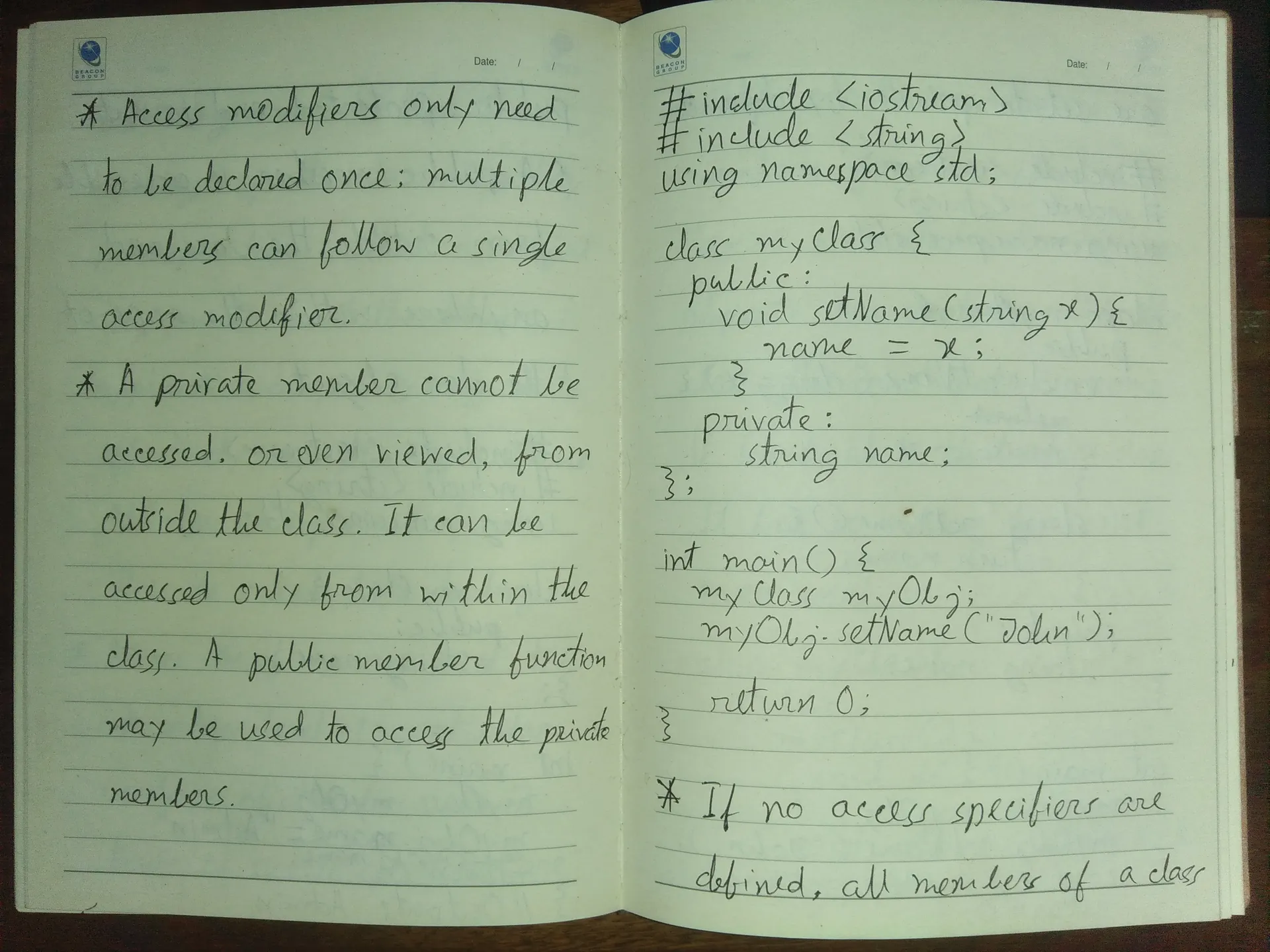 A picture of my diary that used when learning programming fundamentals prior to having a computer.