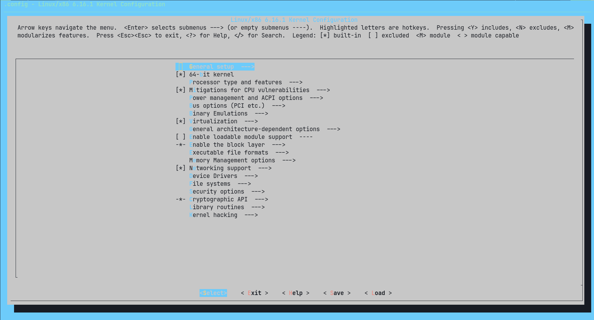 Configuring the kernel.
