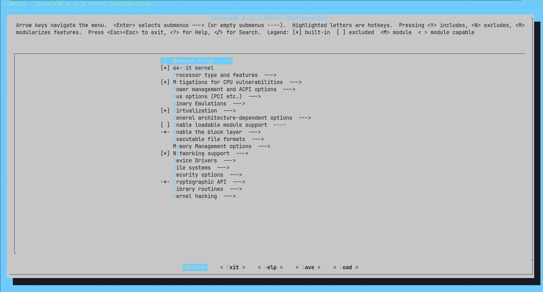 Configuring the kernel.