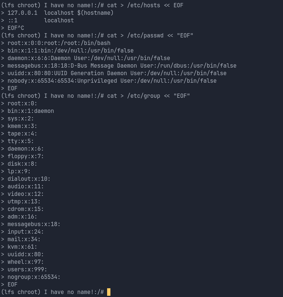 Creating essential system files.
