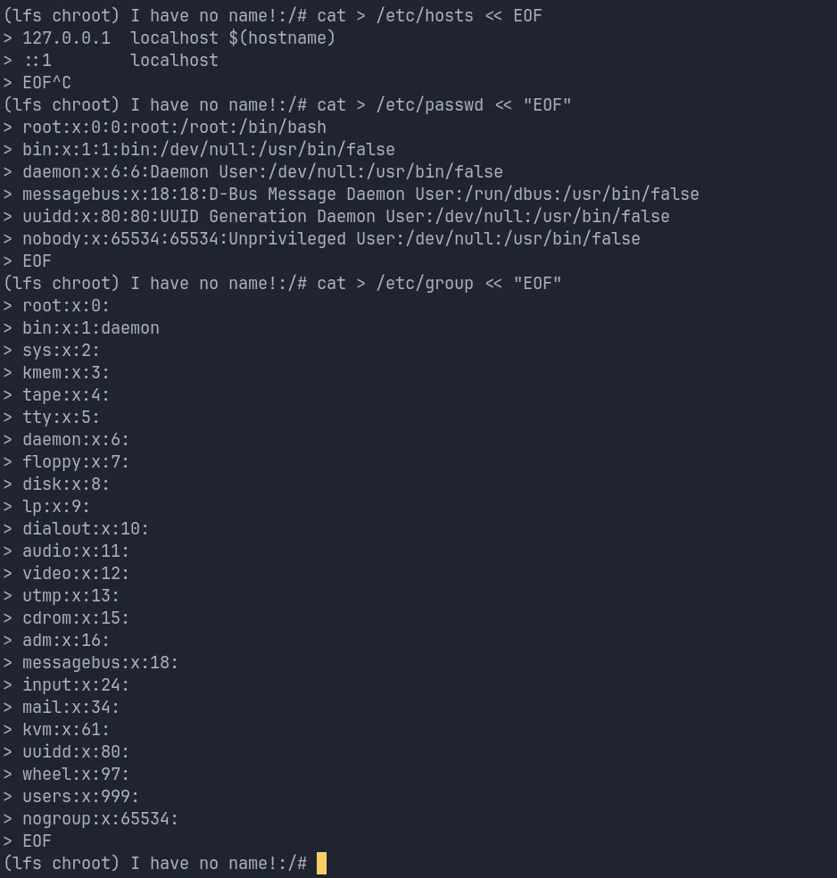Creating essential system files.
